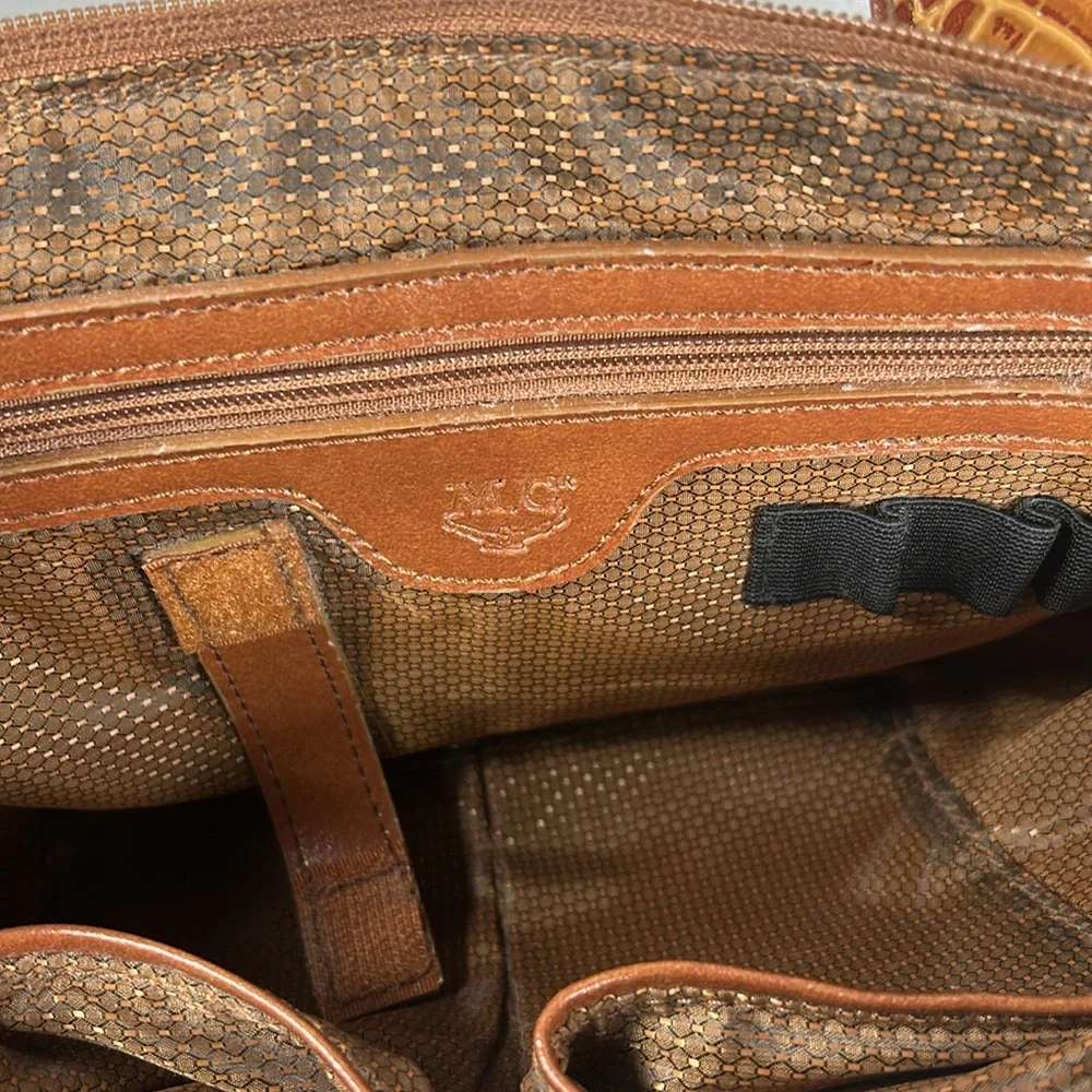NWT M.C. Embossed Genuine Leather Shoulder Bag Camel Color - Picture 12 of 16